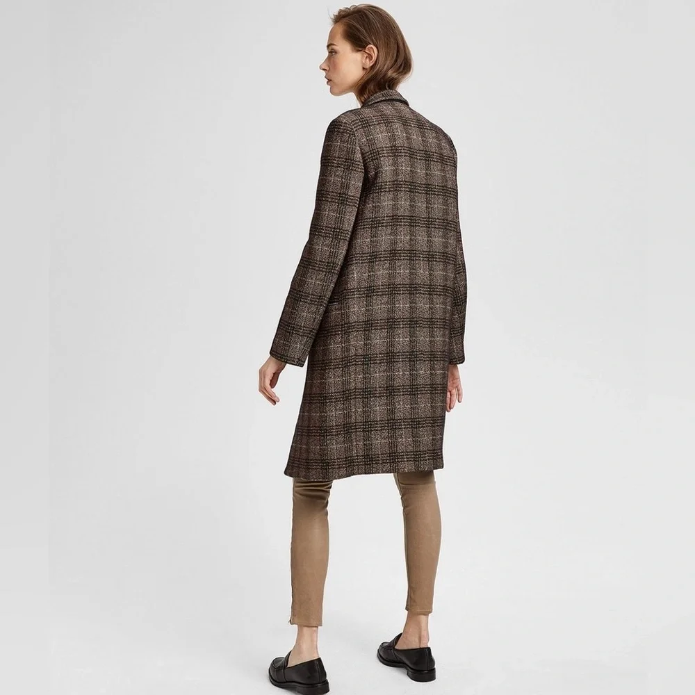 Theory Wool Plaid Essential Coat Size M - Picture 3 of 9